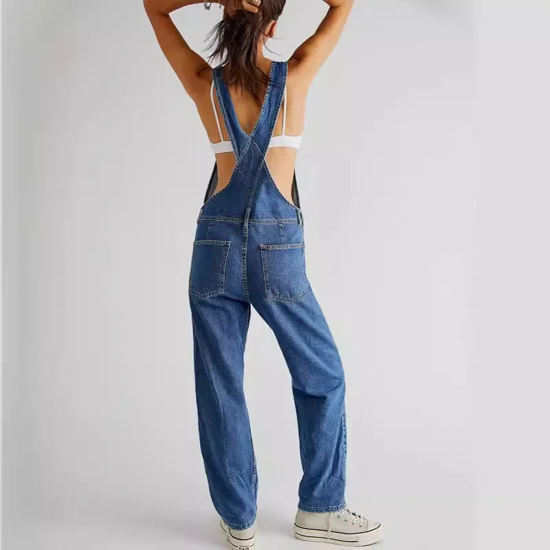 Women's Denim Jeans Belted Trousers