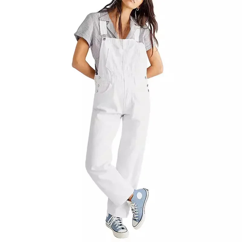 Women's Denim Jeans Belted Trousers