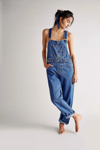 Women's Denim Jeans Belted Trousers