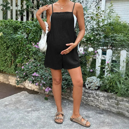 Maternity Clothes 2025 Women's Wear for Pregnant Women Solid Color Strappy Summer Maternity Pants Jumpsuit Pregnancy Clothing