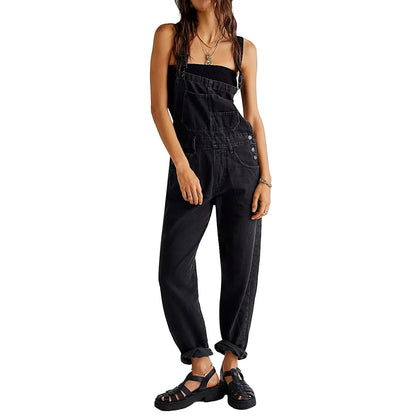 Women's Denim Jeans Belted Trousers