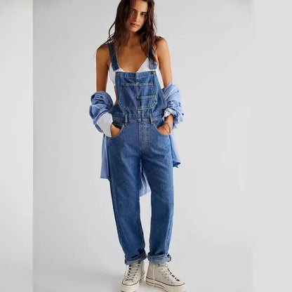 Women's Denim Jeans Belted Trousers