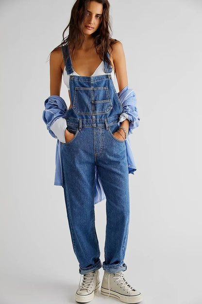 Women's Denim Jeans Belted Trousers