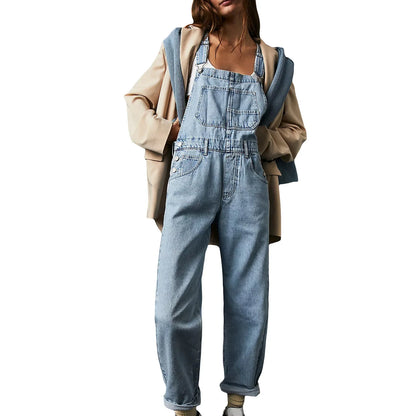 Women's Denim Jeans Belted Trousers