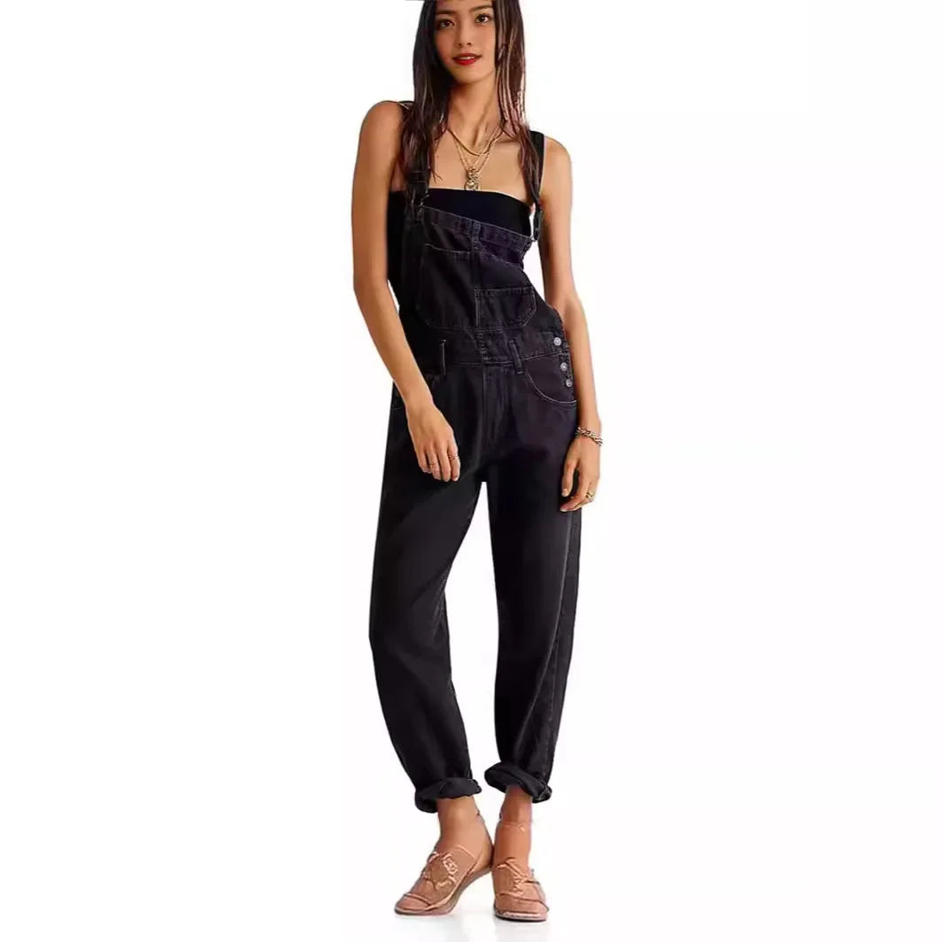 Women's Denim Jeans Belted Trousers