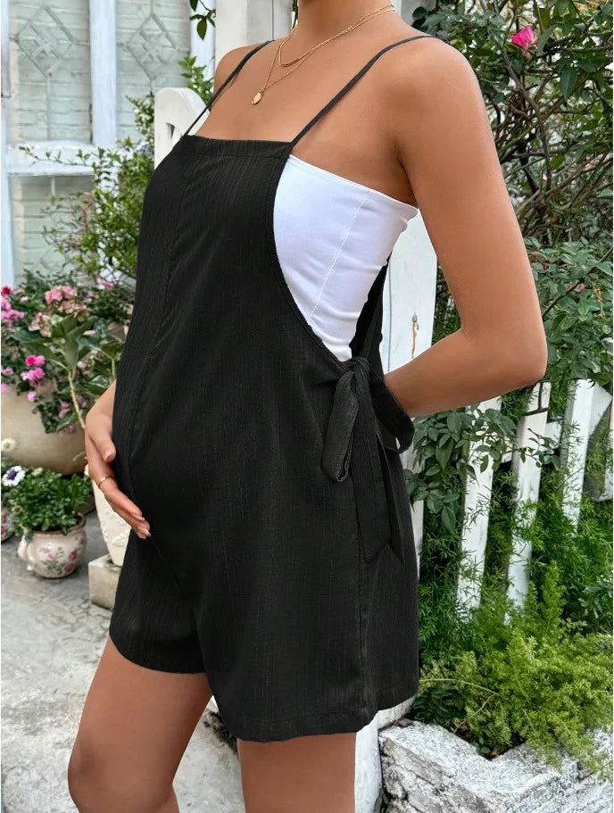 Maternity Clothes 2025 Women's Wear for Pregnant Women Solid Color Strappy Summer Maternity Pants Jumpsuit Pregnancy Clothing